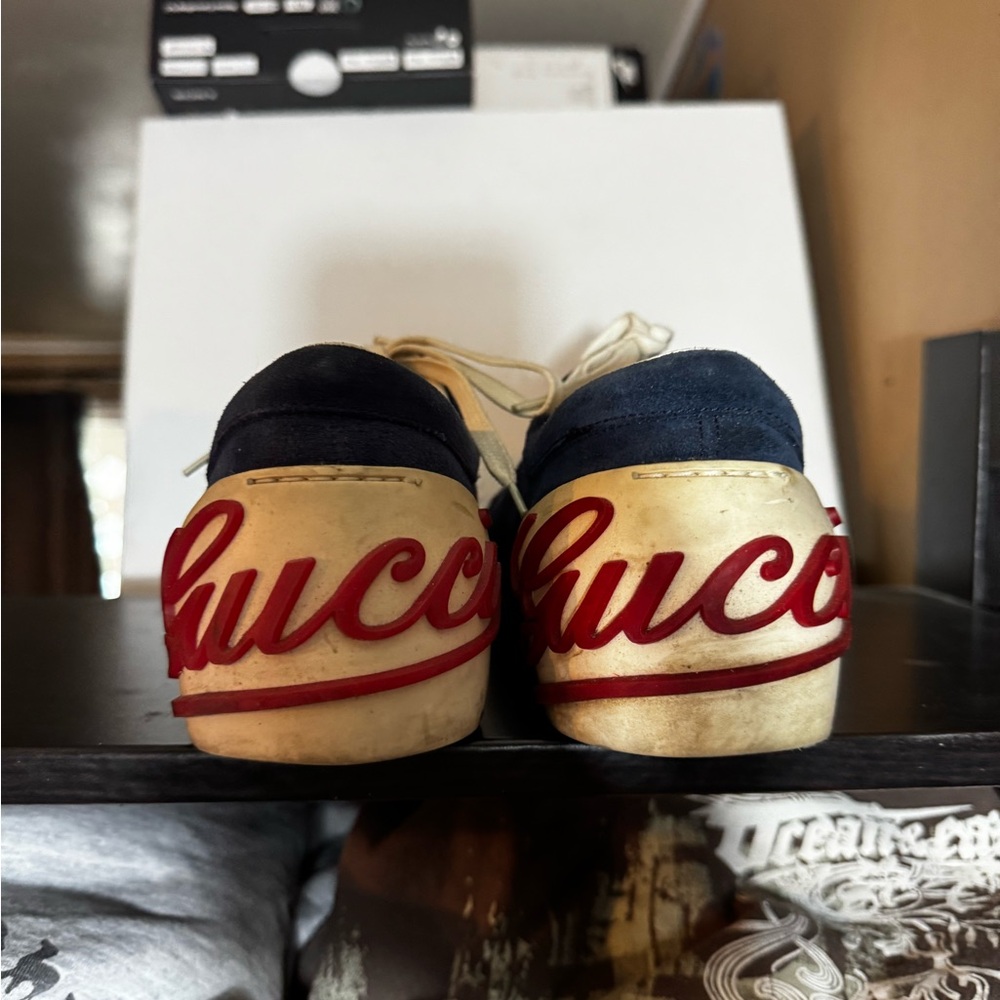 Gucci Sneakers - Navy and Cream with Red Accents
